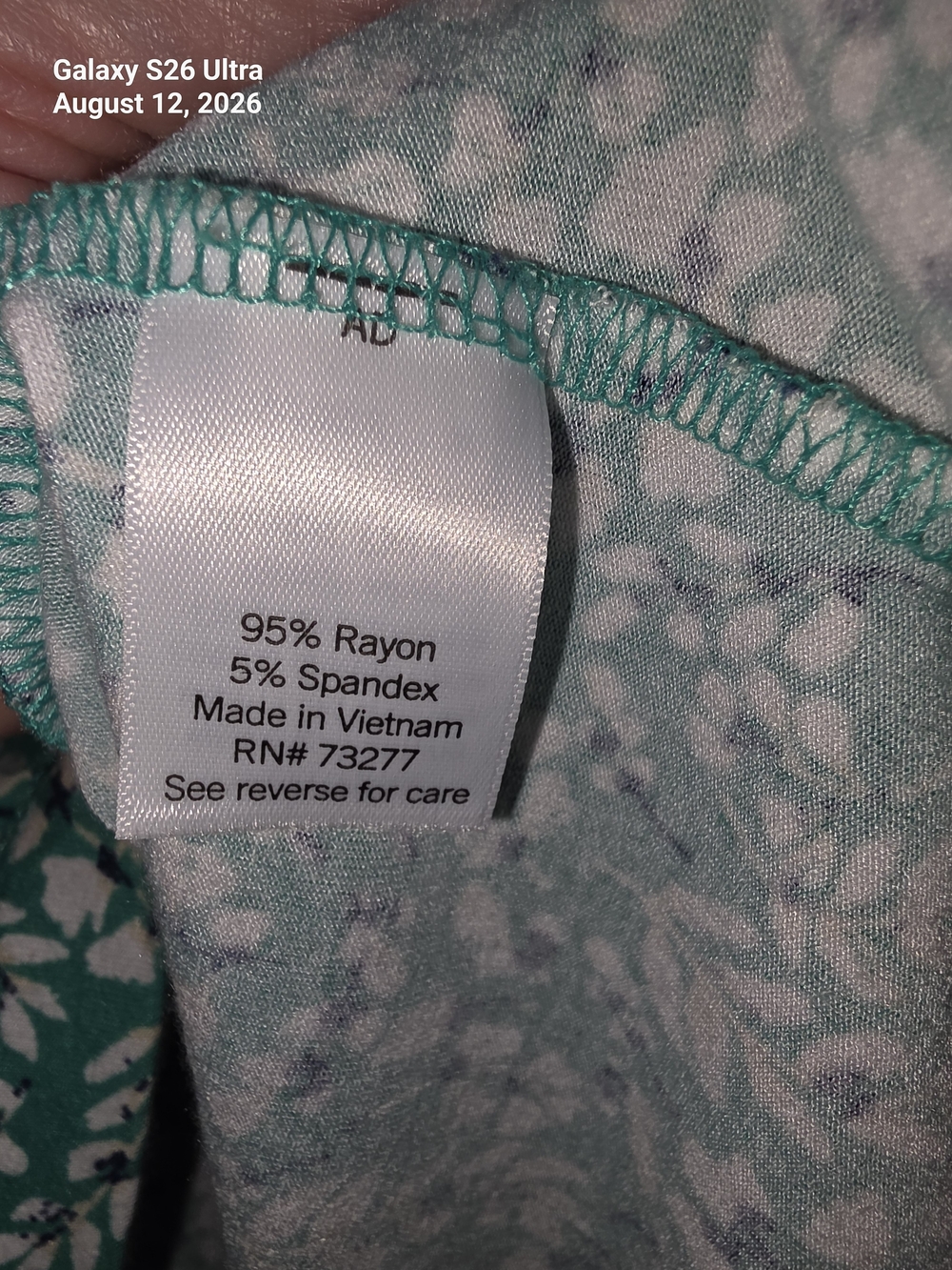 croft & barrow Teal Green Scoop Neck Leaf-Print Blouse - Picture 3 of 3